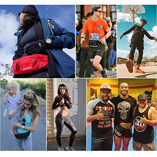 WATERFLY Small Fanny Pack for Women Men, Crossbody Travel Waist Bag - color: Wine red
