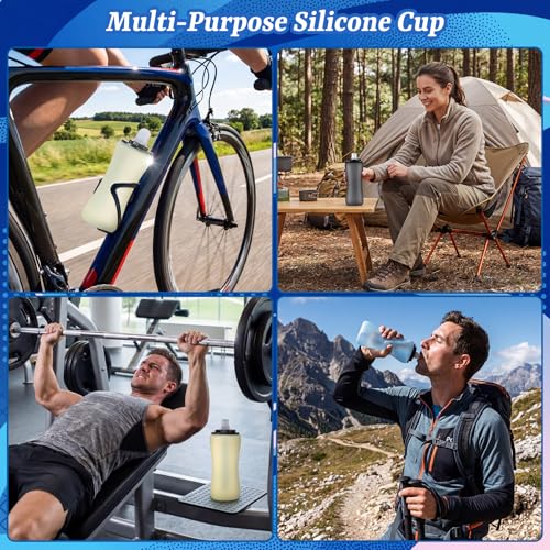 6 Pcs 12oz/350ml Collapsible Foldable Soft Flask Running Bottles Portable Reusable Handheld Water Bottle, Lightweight Leak-proof, for Running, Gym, Hiking, Cycling, City Walk