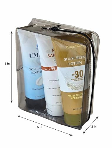 Smuggle Mug Lotion Flasks 3 Pack | TSA Approved 100ml Tubes and Clear Quart Zipper Bag | Lid Seals and Funnel Included | Disguised Containers for Cruise, Beach, and Festival | Total of 10 oz | Secret