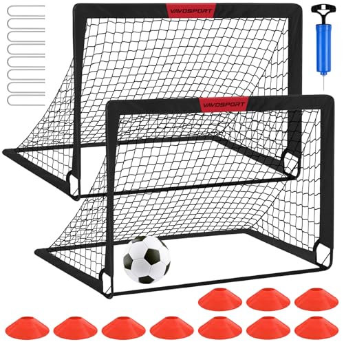 VAVOSPORT Kids Soccer Goals for Backyard Set of 2,Soccer Training Equipment - color: 1-Black, style: 4 ft x 3 ft