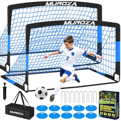 Soccer Goal, Kids Soccer Goals for Backyard Set, Pop Up Soccer Net - color: Black Blue, size: 6 ft x 4 ft