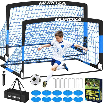 Soccer Goal, Kids Soccer Goals for Backyard Set, Pop Up Soccer Net - color: Black Blue, size: 6 ft x 4 ft