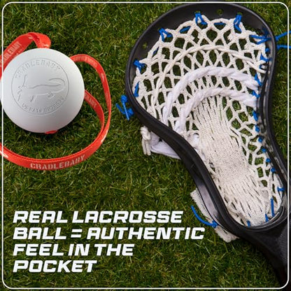 Cradlebaby Lacrosse Training Ball: Practice Indoor/Outdoor & Get More Repetitions - The #1 piece of Equipment to Practice Cradling, dodges, Stick Tricks, & fakes. Best Lacrosse Gift! - color: Light Blue with Black Logo (White Ball)