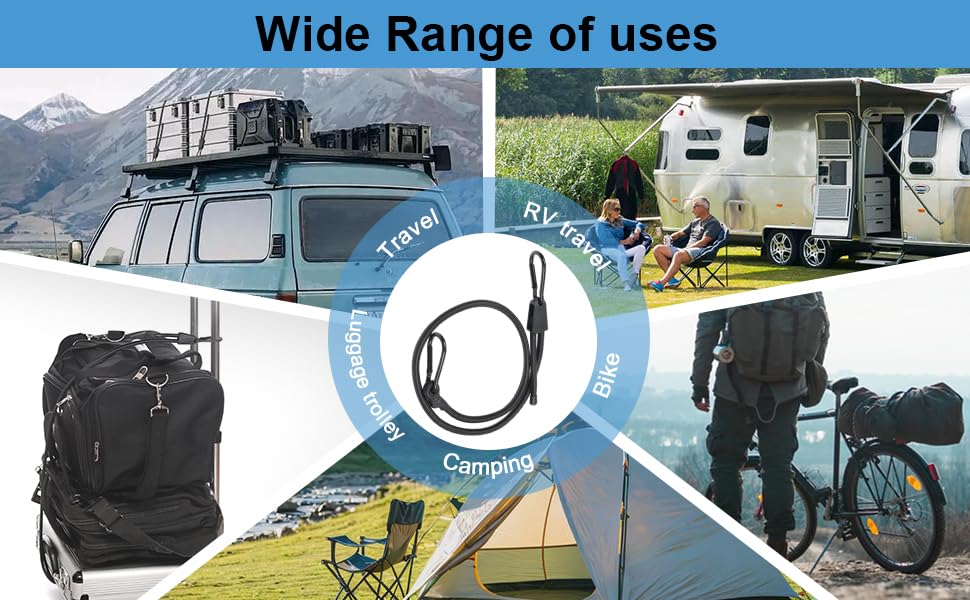 EXVITAL Adjustable Bungee Cords with Hook 48" Elastic Carabiner Bungee Cord Heavy Duty Bungee Straps for Outdoor Camping, Tents, Cargo 4PCS Black - size: 48"-4pcs