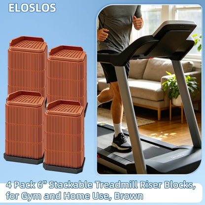 4 Pack Stackable Treadmill Riser Blocks, for Gym and Home Use - color: Brown, size: 3 layers (6in)