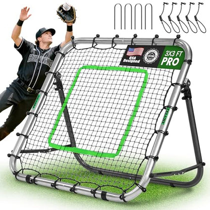 Baseball Rebounder Net 3x3 ft Dual Rebound Modes with Random Bounce Back