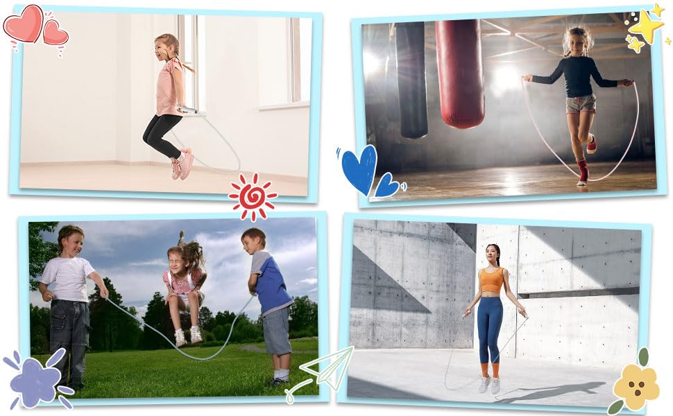 Jump Ropes Kids, Adjustable Children Jump Rope with ABS Handles and PVC Rope for Child Student Toddler - color: Grey