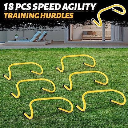 Wettarn 18 Pcs 6" Speed Training Hurdles Durable Agility Training Hurdle Agility Plyometric and All Purpose Equipment for Athletes, Soccer, Basketball - color: Yellow