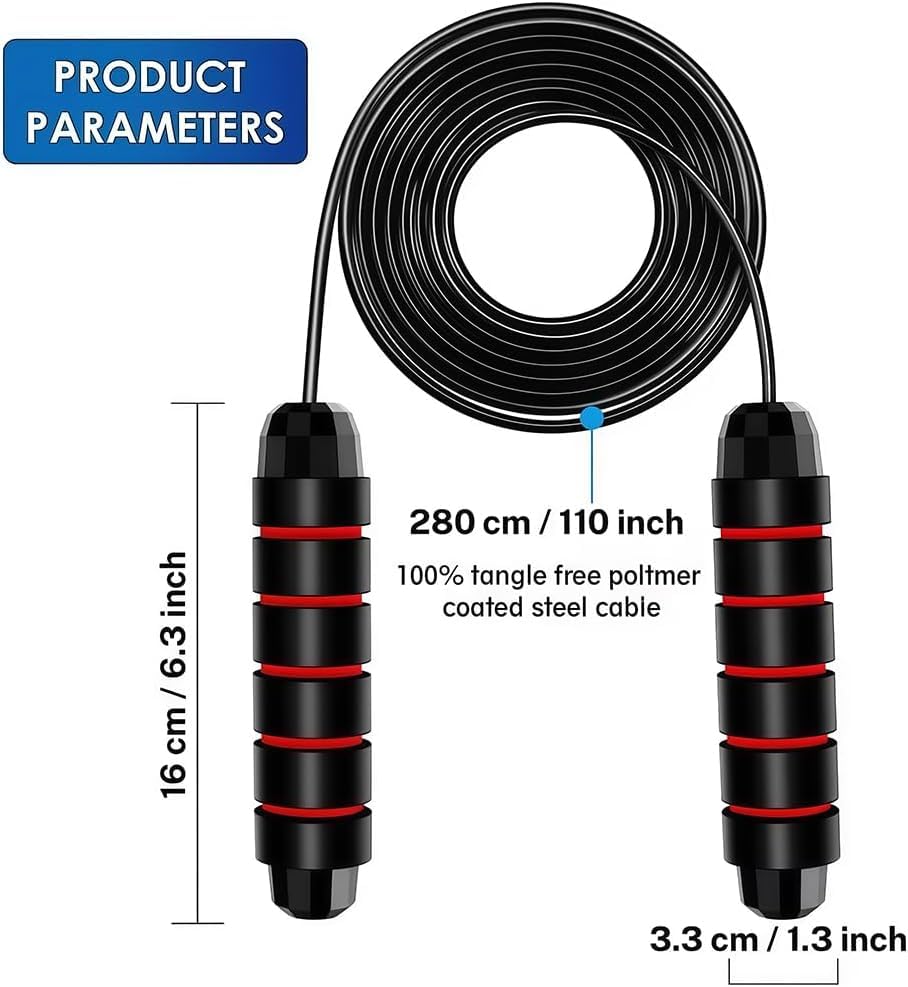 Adjustable Speed Jump Rope, Tangle-Free Skipping Rope with Ball Bearings & Comfortable EVA Handles for Fitness, Workout, Weight Loss