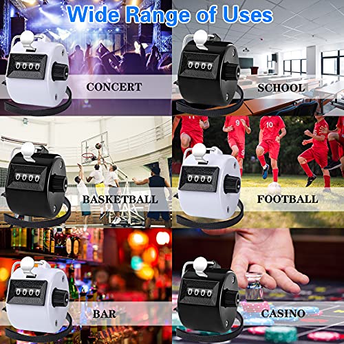 FEBSNOW 2 Pack Tally Counter Clicker 4 Digit Number for School Event - color: Black White