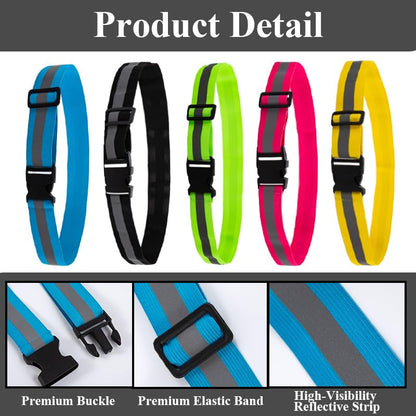 5-Piece Reflective Belt and Sash Set for Nighttime Running Safety and Visibility Adjustable Lightweight Vest and Waist Glow Straps for Running and Cycling Suitable for Women, Men, and Kids