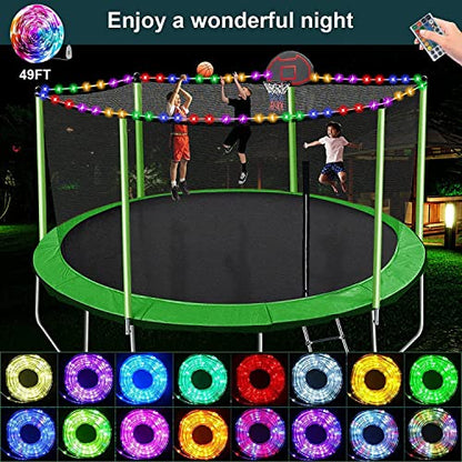 1500 LBS Trampoline for Adults 10 Kids, 15FT 16 FT Trampoline with Sprinkler, Basketball Hoop Enclosure Net, Water Ball, Light with Speaker, Sock - ASTM CPC CPSIA Heavy Duty Outdoor Trampoline