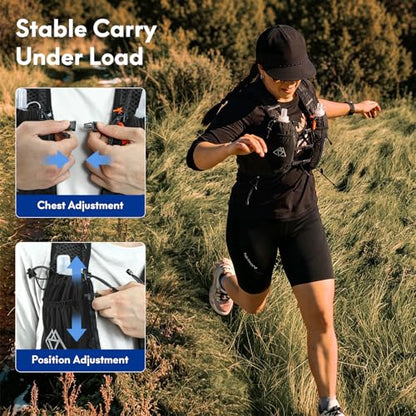 Haimont 10L Trail Running Hydration Vest with Soft Flasks - color: Black, size: Medium