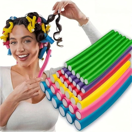 10pcs random color No-Heat Bendable Hair Rollers, Soft Foam Flexible Curling Rods, Damage-Free Overnight Hair Curlers
