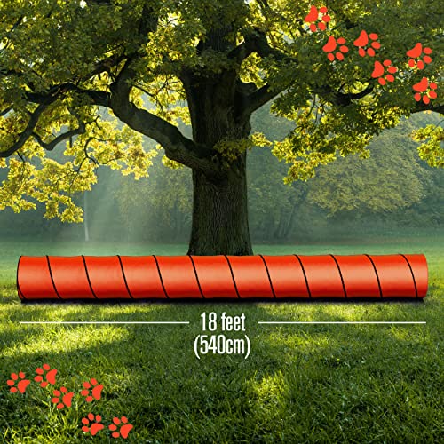 Dog Agility Tunnel, Dog Tunnel, Play, 18 Feet, Small, Medium, Large, Red - color: Red