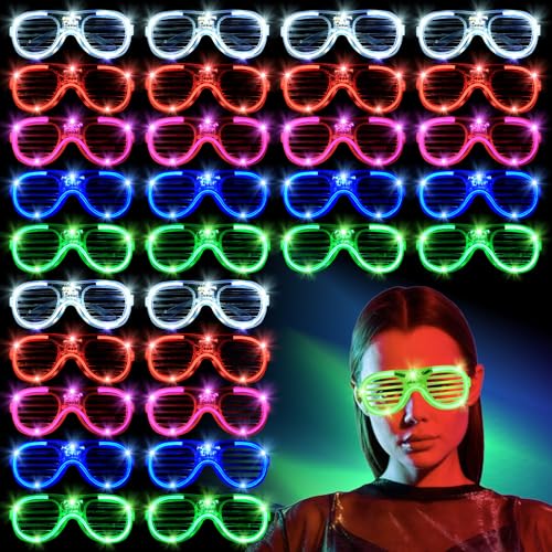 70 Packs LED Glasses 5 Neon Colors glow in the dark party supplies Favor for Kids Adult Glow sticks Light Up Glasses fit Holiday Birthday Valentine's Day and Halloween Party Supplies Cosplay Christmas - style: 70 Packs Light Up Glasses