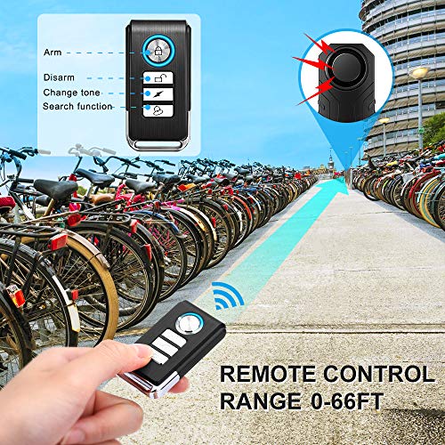 WSDCAM Bike Alarm with Remote 2 Pack, 113dB Wireless Anti-Theft Vibration Motorcycle Bicycle Alarm Vehicle Security Alarm System (Black) - size: 22R-03C Black