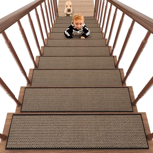 PADOOR Non Slip Stair-Treads, Rubber Backing Stair-Runners for Wooden Steps - size: 15pcs, style: Black