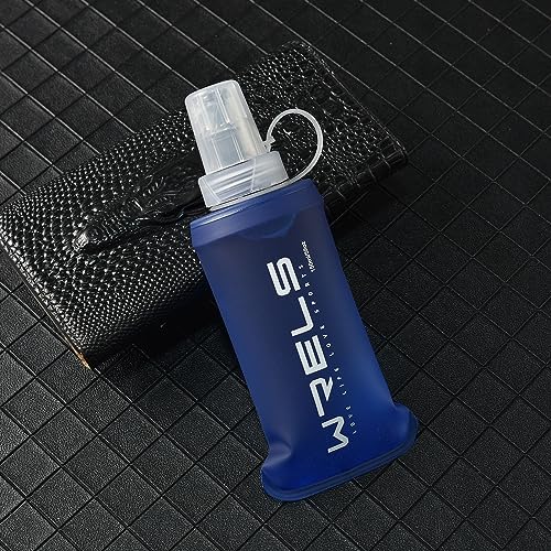 WRELS Soft Running Water Flask Soft Flasks Collapsible Soft Water Bottles Small BPA-Free for Sports Hiking Hydration Pack 5oz/8oz/17oz(BLUE,5oz) - color: Blue, style: 150ml/5oz