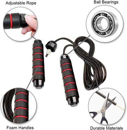 Redify Adjustable Jump Rope,Jump Ropes for Fitness for Men Women - color: Red,Black