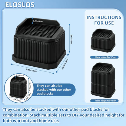 4 Pack Stackable Treadmill Riser Blocks, for Gym and Home Use - color: Black, size: 1 layer(2nches)