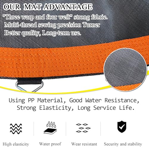 Trampoline Mat Replacement, Dia:152", Fits 14ft Frame, with 80/72/88 V-Rings for Choose and Spring Tool, Fits 5.5" Springs, Reinforce, UV-Resistant - size: 152" Diam | 80 V-Rings | Fits 5.5" SpringsLength