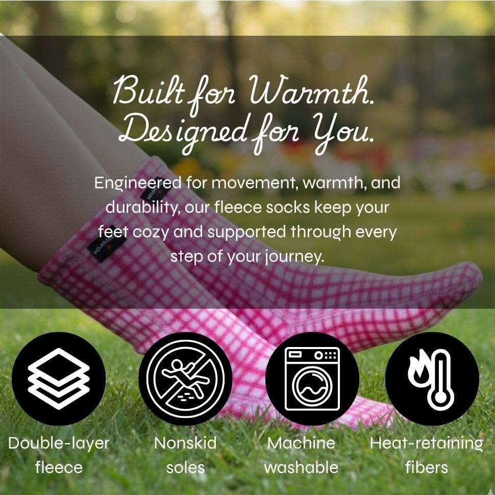 Polar Feet Non Slip Grip Fleece Socks for Women & Men for House & Hospital
