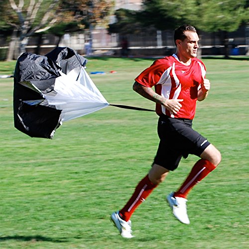 AGORA Sports Training Resistance Parachute for Football, Soccer, and Fitness Exercise Workout - 48" Diameter Parachute Adds 15-30 lbs of Resistance - Black