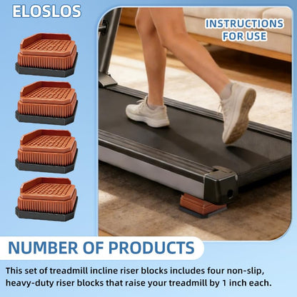 4 Pack Stackable Treadmill Riser Blocks, for Gym and Home Use - color: Brown, size: 1 layer(1nches)