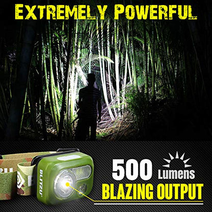 LED Headlamp, Rechargeable Super Bright Headlight Flashlight, Kids & Adults - color: Camo
