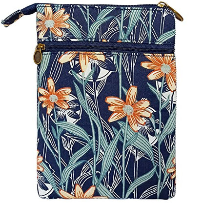 LassZone Canvas Cute Crossbody Bags for Women Mini Shoulder Handbag Cell Phone Purse Wallet Leaves Pattern Coin Pouch - color: Style 2:blue