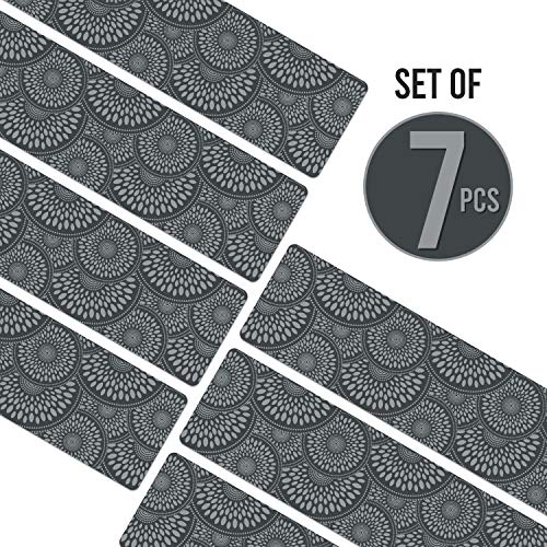Set of 7 Stair Treads Ultra-Thin with Non Slip Rubber Backing 9”x26”, Gray 7 Pieces - color: Grey, size: Design #1