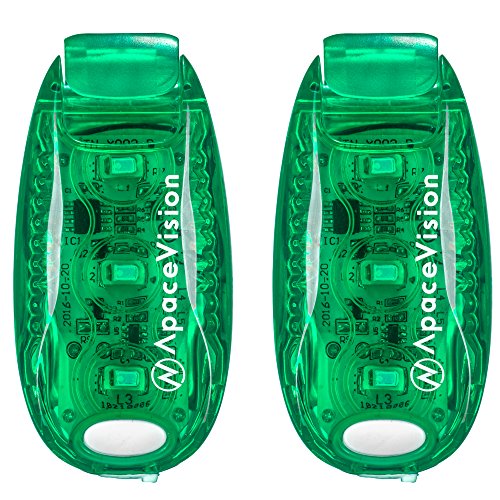EverLightFX USB Rechargeable LED Safety Light (2 Pack) by Apace - Super Bright Bike Tail Light Works Brilliantly as Running Light for Joggers, Pets, Bicycle Strobe or Rear Clip On Lights - color: Green