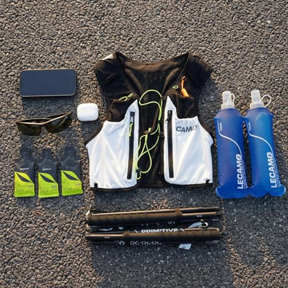 ROOT5 Running Hydration Vest 5L with 2 x 500ml Soft Flasks, Lightweight Running Vest with Water Bottles for Men and Women, Trail Running Pack - color: White, size: Small