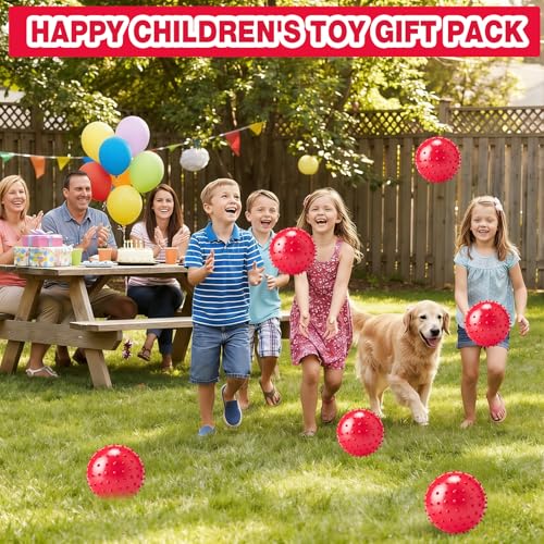 Jerify Knobby Balls Spiky Sensory Bouncy Balls Bulk - color: Red