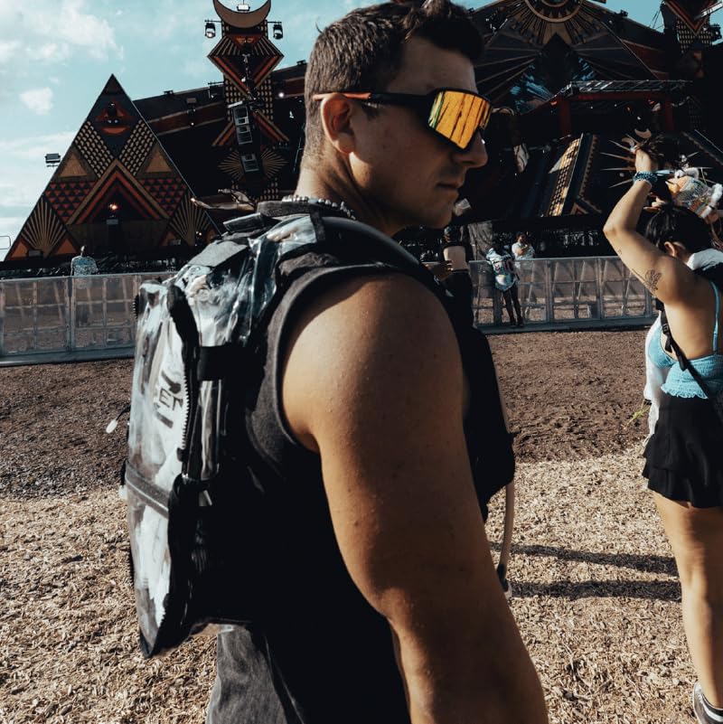 RAVERUNNER® Anti-Theft Hydration Backpack | Festival Approved Rave Backpack for Concert Goers, Leak-Free Festival Water Backpack for EDC, Rave Hydration Pack - color: Clear/Transparent