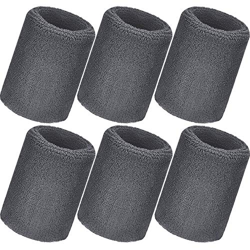 Bememo 12 Pcs Sweatbands Wrist Bands - color: Gray, size: 3.15 Inch