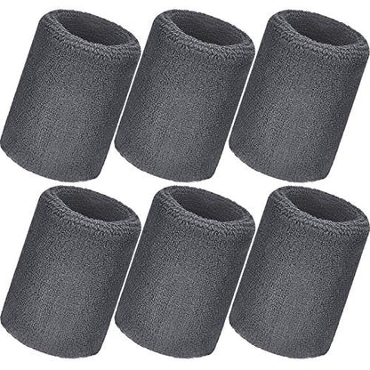 Bememo 12 Pcs Sweatbands Wrist Bands - color: Gray, size: 3.15 Inch