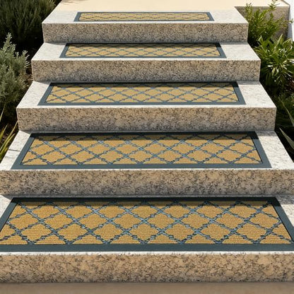 Outdoor Stair Treads for Wooden Steps, 8.5" x 30", 6 Pcs, Brown - color: Yellow Lattice
