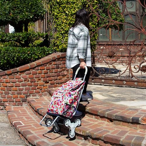 dbest Products Stair Climber Trolley Dolly with Backpack Straps, Shopping cart Grocery Foldable Condo Apartment - color: Flower, style: Backpack Straps
