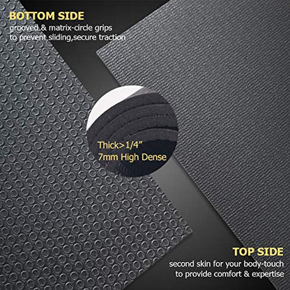 GXMMAT Extra Large Exercise Mat 16'x6'/12'x6'/10'x6'/8'x6'(7mm) - color: Black Real, size: 6*10 FT