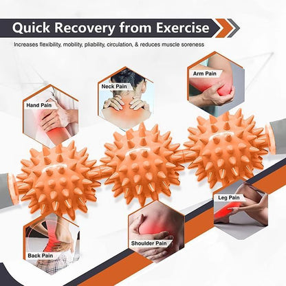Fascia Muscle Roller, Cellulite Massager Fascia Roller for Cellulite and Sore Muscles, Neck, Leg, Back, Pressure Trigger Point Body Roller Deep Tissue Massage Stick Tools - 3 Massage Balls - color: Orange