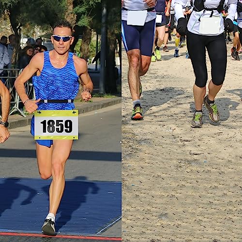 2Pcs Race Number Belt Race Bib Belts with 6 Energy Gel Loops for Marathon Triathalon Running No Safety Pins Required (Black/Blue) - color: Black&blue