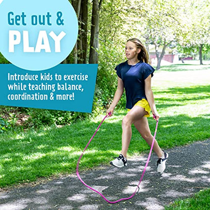 Just Jump It 8' Foot Single Jump Rope for Kids Women and Men - Active Outdoor Youth Fitness Excersing Equipment - Braided Nylon Gym Accessories - color: Red Confetti