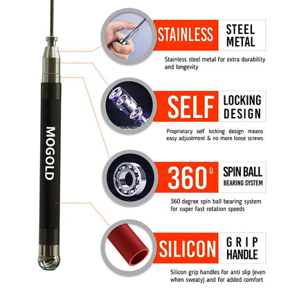2-in-1 Speed Rope: 2mm for Boxing/MMA & 3mm for CrossFit - Tool-Free Adjustable Cable System with Dual Bearings - Sweatproof Hybrid Grip for High-Intensity Training - color: Black