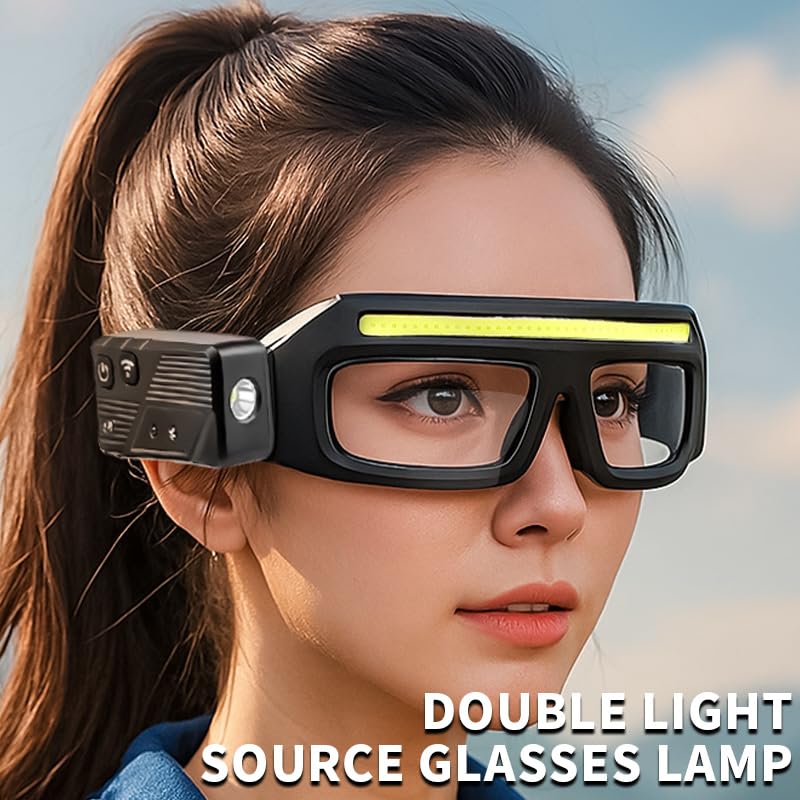 LED Safety Glasses with Lights with Motion Sensor and Touch Control (Blue) - color: Blue