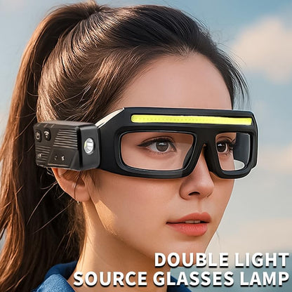 LED Safety Glasses with Lights with Motion Sensor and Touch Control (Blue) - color: Blue