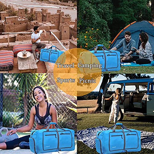 Woogwin Travel Duffel Bag Large Foldable Waterproof Overnight Bag for Beach Swim Bags Pool Sports Gym - color: 60L Blue