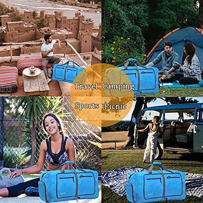Woogwin Travel Duffel Bag Large Foldable Waterproof Overnight Bag for Beach Swim Bags Pool Sports Gym - color: 60L Blue