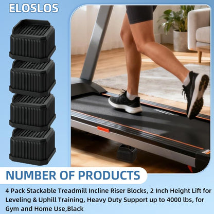4 Pack Stackable Treadmill Riser Blocks, for Gym and Home Use - color: Black, size: 1 layer(2nches)
